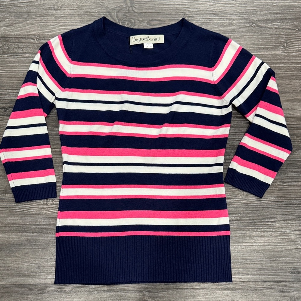 NWT Retro Bright and Beautiful Striped Sweater Size UK 14  US 10 *Runs Small NEW